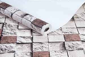 Papel de Parede Magnific AB-52 - Pedra Canjiquinha Quadrada 3D Vinílico - Rolo de 9,50mx53cm