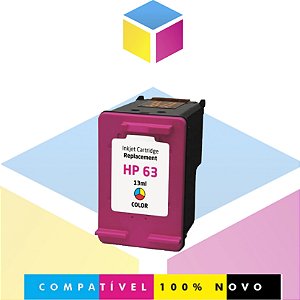 Cartucho de Tinta Compatível com HP 63 Colorido | F6U62AN J6U69A K4T93A F5S43A COLOR | 13ml