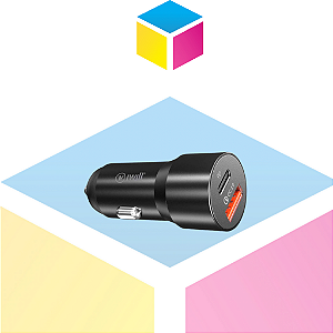 Adaptador Veicular PD Car Charger | 1 USB-C 20W e 1 USB QC 3.0 | Produto novo com Garantia