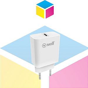 Carregador Iwill USB‑C 20W | PD Charger | Branco | Produto novo com Garantia