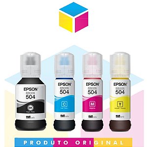 Kit Tinta Epson 504 original Ciano 70ml + Tinta Epson 504 original Magenta 70ml + Tinta Epson 504 original Amarelo 70ml + Tinta Epson 504 original Preto 127ml | L 4150  L 4160 L 4260 L 6191 L 6161 L 6171