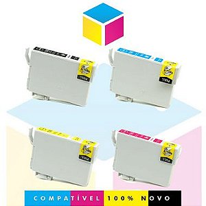 Kit Epson T090 Preto Compatível 5 ml + Epson 732 Ciano Compatível 12 ml + Epson 733 Magenta Compatível 12 ml + Epson 734 Amarelo Compatível 12 ml |  C 92 CX 5600 73 TO 90