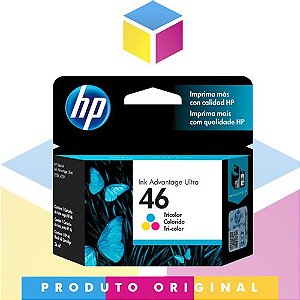 Cartucho de Tinta HP 46 CZ638AL CZ638AB Colorido Original | Deskjet Ink Advantage 2529 4729 5738 | 16ml