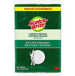 Esponjas de Limpeza Scotch Brite - Limpeza Pesada - Pacote com 4 unidades