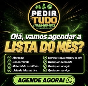 Peça no whatsapp lista de mercado, qualquer produto, serviço ou locação que desejar e receba entre 15 minutos e 48 horas.