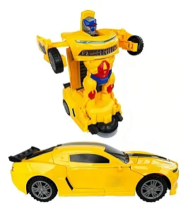 Carro Vira Robo Som Luz Carrinho BMW BRANCO Brinquedo Menino Pilha Cor CAMARO AMARELO - TYDA (CAMARO AMARELO)