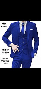 Terno slim kit completo + calço blazer+ colete