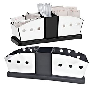 Porta sachês de açúcar e mexedores de de café.