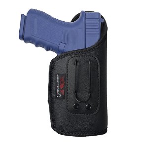 Coldre Velado para Glock G25, G19, G23, Arex Delta M em Neocouro P.U(SEM ABA) (Com Lanterna)