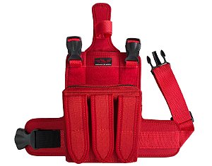 Bornal de Perna Tático Força Nacional C/ Porta Faca Vermelho