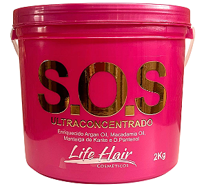 Máscara S.O.S Ultraconcentrada Life Hair 2kg Hidratação Intensa com Óleo de Argan, Macadâmia e Manteiga de Karité