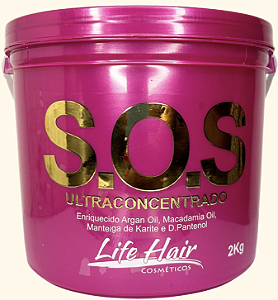 Máscara S.O.S Ultraconcentrada Life Hair 2kg Hidratação Intensa com Óleo de Argan, Macadâmia e Manteiga de Karité