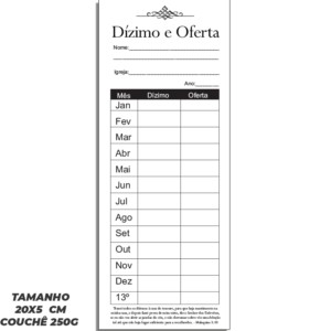 Cartão de Dizimo e Oferta Anual - 100 und