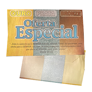 Envelope Colado OFERTA ESPECIAL OURO, PRATA E BRONZE  - 100 unid