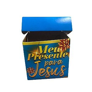 Caixa de Papel meu presente para Jesus azul  - 100 unid