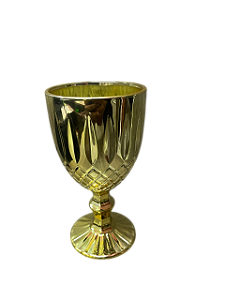 Taça De Vidro Santa Ceia Dourada Metalizado 345ml