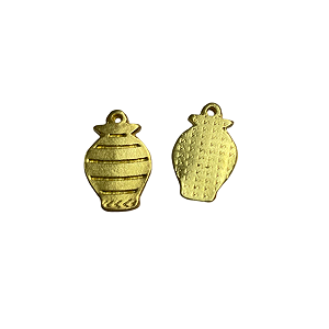 Pingente Botija Vaso Dourado Metal - 25 unidades