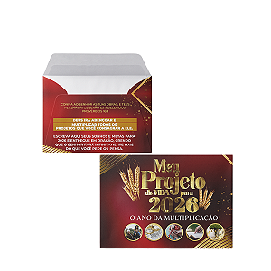 Envelope Meu Projeto de Vida 2026 O Ano da Multiplicação 100 unidades