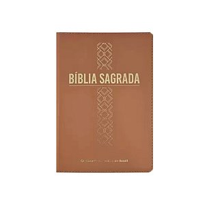 Bíblia Sagrada Letra Grande ARC Capa Luxo Cruz Caramelo