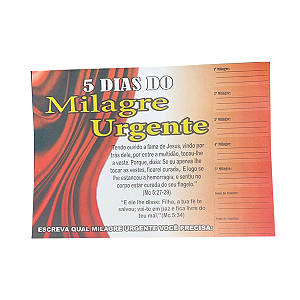 Cartela 5 dias do milagre urgente  - 100 unid