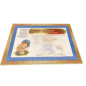 certificado Apresentação menino auto relevo dourado - 10 unidade