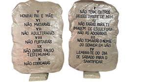 Pedra 10 Mandamentos Tábua Bíblia Resina 28 Cm