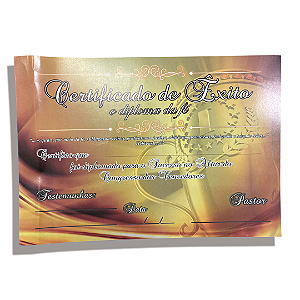 Certificado de Êxito – O Diploma da Fé a4 - 10 unid