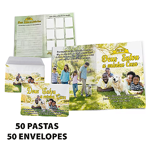 KIT Pasta + Envelope Deus Salva a minha Casa  – 50 unidades