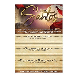 Cartela os 3 dias Santos Semana Santa 20x14 cm - 100 unidades
