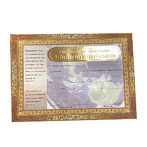 Certificado Diploma Missionário para igrejas auto relevo dourado - 10 unidade