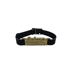 Pulseira Salmo 91 Couro com Detalhes Dourados unisex