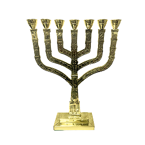 Candelabro Menorah Dourado Judaica de Metal - GG