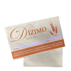 Envelope Colado Dízimo para igrejas - 100 unidades