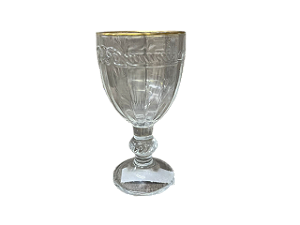 Taça de Cristal Kosher 95ml c/  borda Dourada