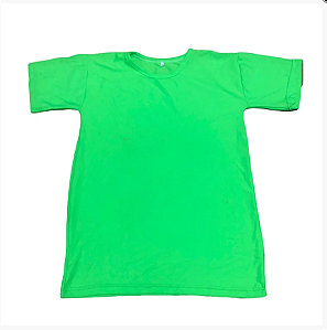 Camiseta verde fluorescente 100% Poliéster Gola Careca - 10 unidade