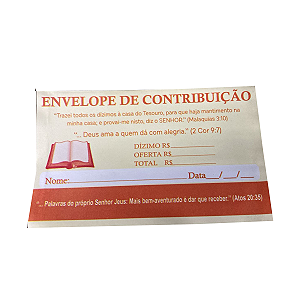 Envelope Colado Contribuição Dizimo e Oferta (100 unidades)