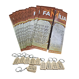 Kit 10 Mandamentos com Pasta e Chaveiro campanha familia - 10 unid