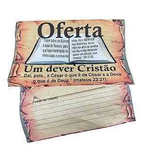 Envelope Oferta um Dever Cristão Colado 100 unidades
