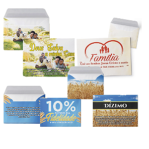 Kit 100 Envelopes para Dízimo e Voto de Família - Tamanho Médio