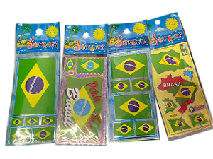 cartela de stickers adesivos Brasil - 25 unid