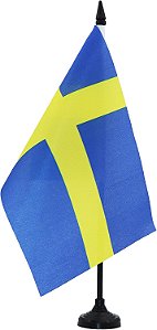 Bandeira De Mesa Suécia 14x21 cm com pedestal