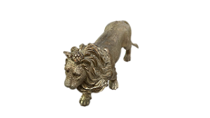 Leão Dourado Em Poliresina Escultura Decorativa