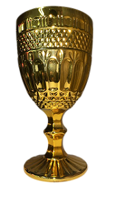 Taça de vidro Dourado Metalizado 345ml luxo santa Ceia