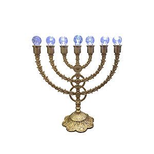 Candelabro menorah de Acrílico Dourado com Lâmpada