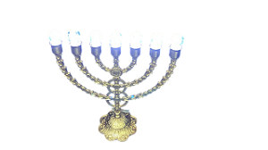 Candelabro menorah de Acrílico Dourado com Lâmpada