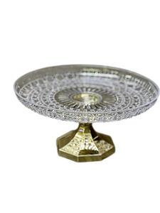 bandeja boleira Dourada metalizada 23,7cm Lapidado Luxo