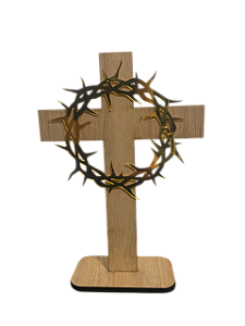 Cruz Decorativa em MDF com Coroa de Espinhos em Acrílico