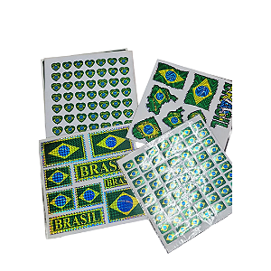 Adesivo Brasil Brandeira do Brasil Refletixo Cartela variado