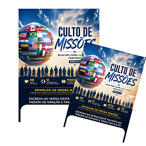 Folheto Panfleto Evangelístico Culto de Missões - 10x14cm