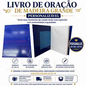 Livro de Oração de Madeira Grande Personalizável 55x40 cm
